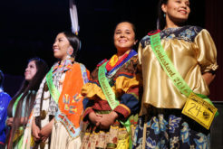Destiny Nunez, center, competes in the Miss Indian World Pageant. 
