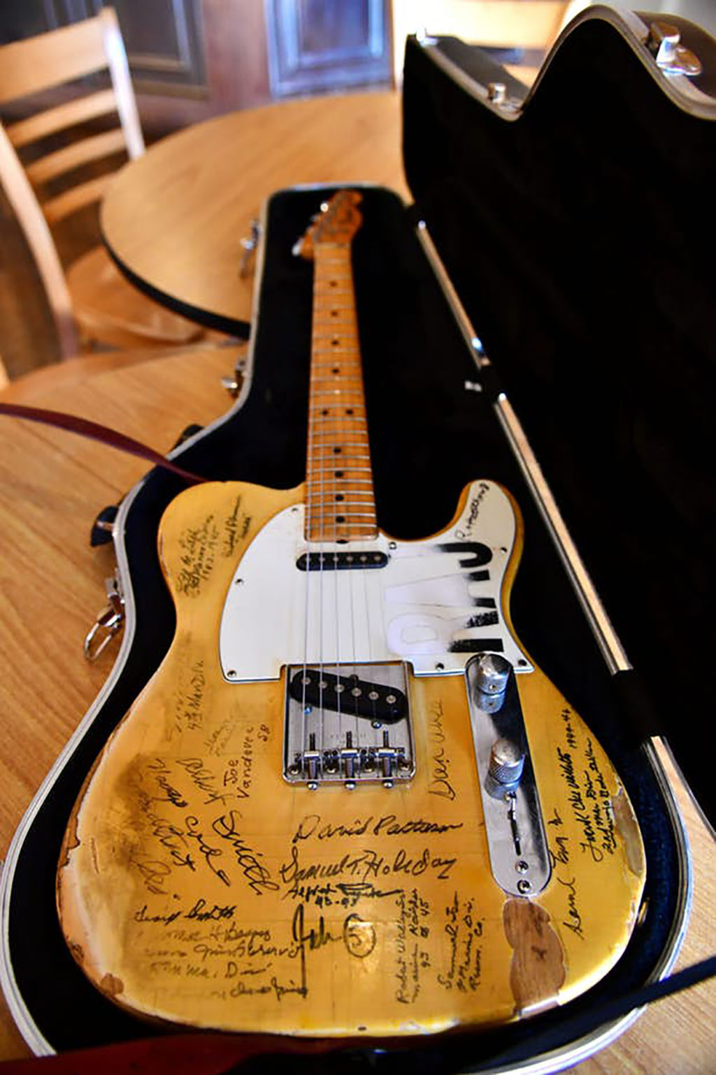 Fender Telecaster signed by 16 Navajo Code Talkers • The Seminole Tribune