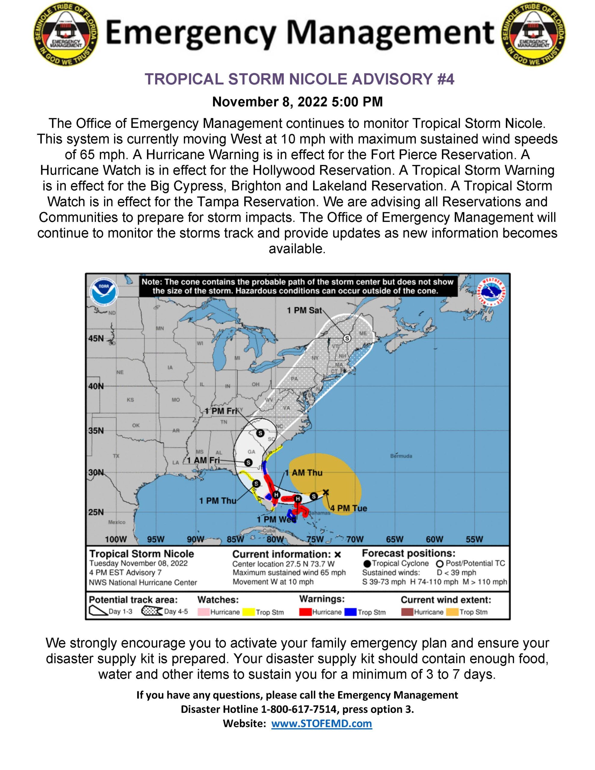 hurricane nicole travel advisory